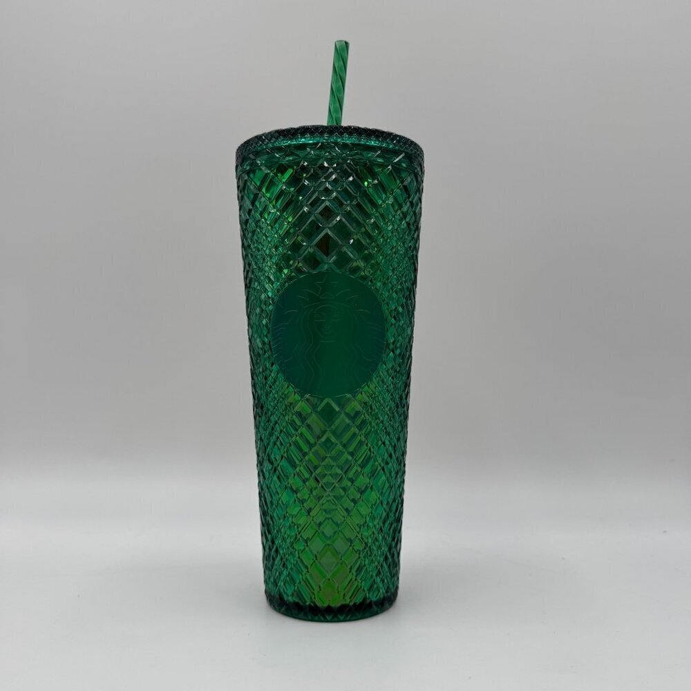 Starbucks Emerald Green Jeweled Cold cup 24oz Tumbler